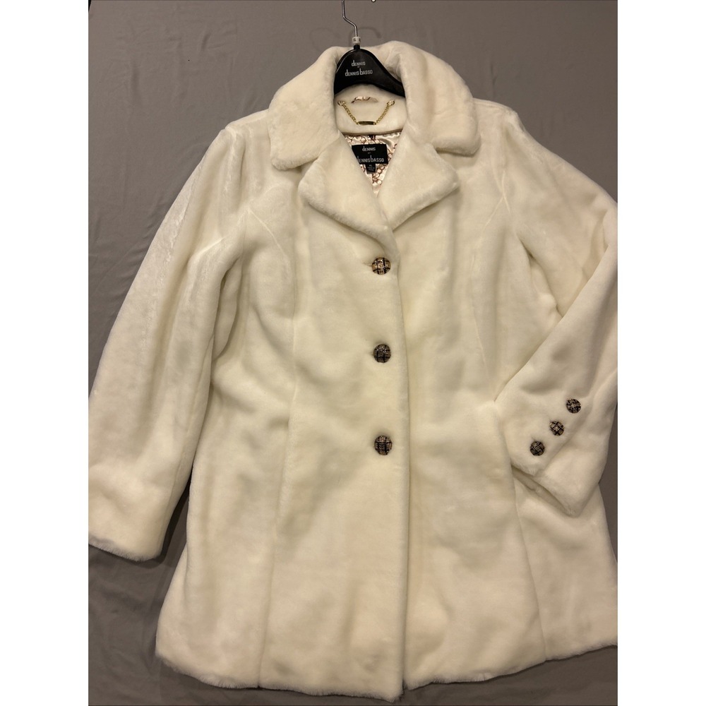 Dennis Basso Ivory/ White Women's Faux Fur Coat Size XL NWT old‎ Money, Mob Wife